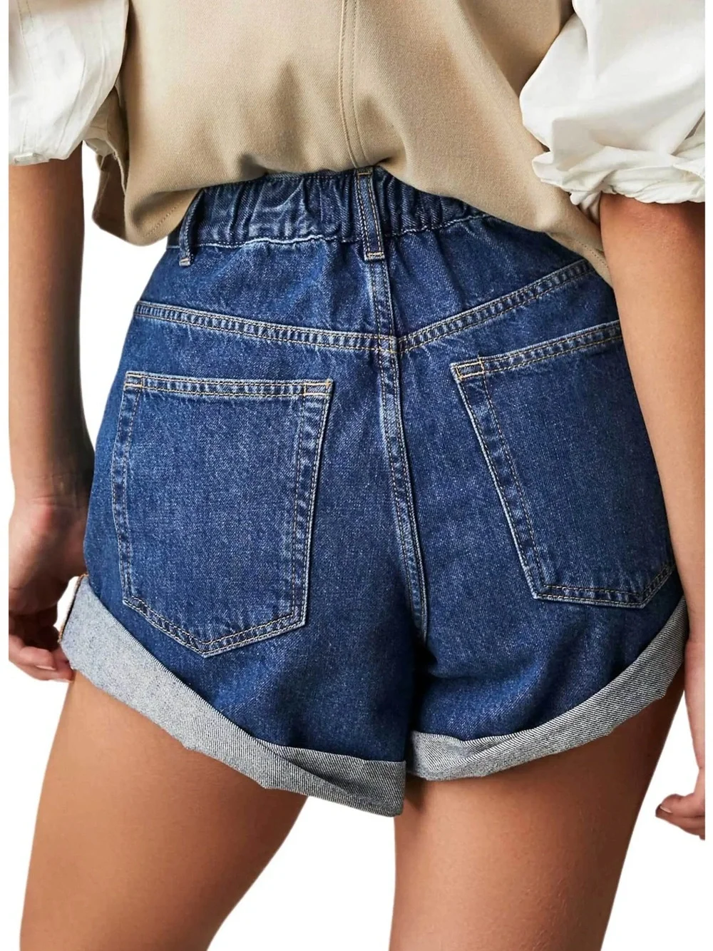 Free People Danni Roll Cuff Denim Shorts